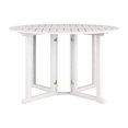 thumbnail image 3 of CorLiving Miramar Solid Hardwood Outdoor Drop Leaf Collapsible Round Dining Table with Slat Top, White, 3 of 9