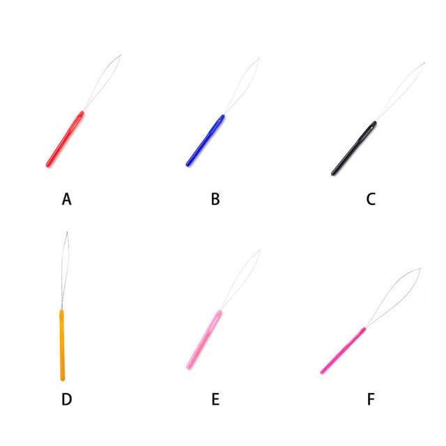 Beads Loop Pulling Needle Professional Tool Plastic-Handle Extension Supplies Threader Knitting Steel Ring Needle Wig Sewing Repair Black