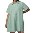 thumbnail image 1 of Erwazi Robe Chemise Décontractée d'Été pour Femmes à Manches Courtes, Col en V, Boutonnée, Mini-Robe, Robes T-Shirt, 1 of 9