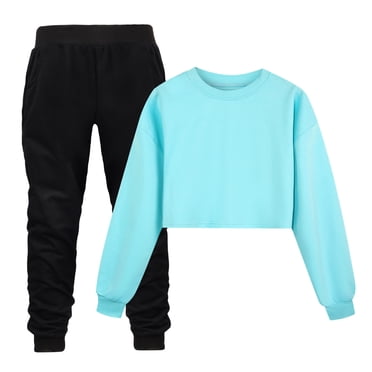 Aocisk Outfit for Kids Child Long Sleeve Prints Warm Pullover Tops Pants Kids Outfits Sweat Suit Skin-friendly and Comfortable Blue 7-8 Years