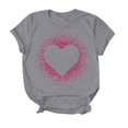 thumbnail image 4 of Meichang T-Shirt pour Femmes Joyeuse Saint-Valentin Chandails Cœur d'Amour T-Shirt Graphique Hauts Mignons Hauts T-Shirts de Fête Manches Courtes Col Rond T-Shirts Mode 2025, 4 of 5