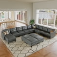 thumbnail image 1 of LLappuil Modular Sectional Sofa, 14 Seat Oversized Modular Sectional Sofa with Storage, Faux Leather Waterproof Sofa for Living Room, 1 of 9
