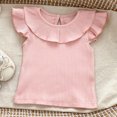 thumbnail image 2 of LLYwey Baby Girls Ruffle Tank Tops - Toddler Casual Ribbed Smocked Sleeveless T-Shirts - Kids Button Keyhole Back Summer Tanks, T-7, Pinks, 3T, 2 of 8