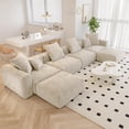 thumbnail image 2 of The Magic Home Canapé de Coin Convertible Modulable 4 Places en Velours Côtelé Beige,, 2 of 9