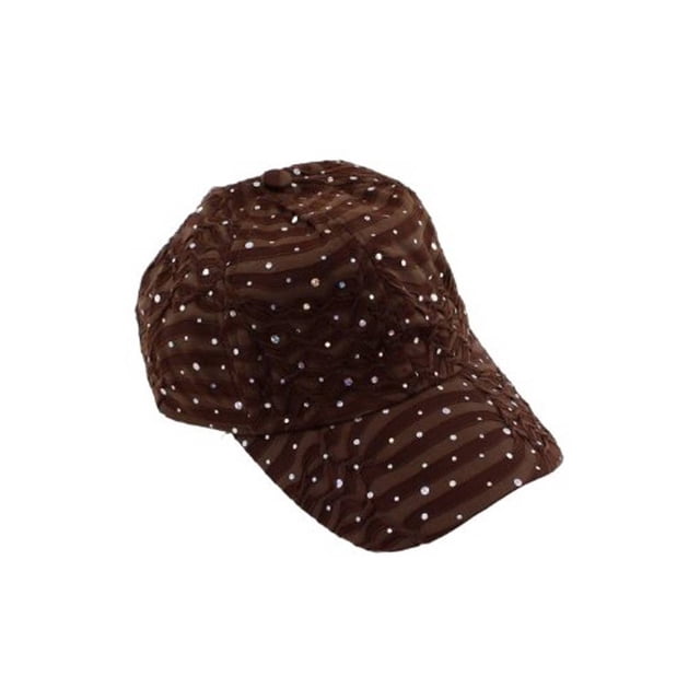 Glitzy Game Sequin Trim Baseball Cap - Brown