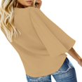 thumbnail image 3 of CHUANK Women‘s Button Down V Neck Tops Ruffled 3/4 Sleeve Tie Knot Front Blouses White Sizes S-2XL, 3 of 3
