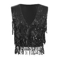 thumbnail image 3 of Ocealan Gilet à Franges à Paillettes pour Femme Vestes Sans Manches Scintillantes Gilet à Paillettes Manteau Fête Bal Ouvert à l'Avant Gilet Noir m, 3 of 7