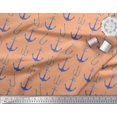 thumbnail image 2 of Soimoi Orange Silk Fabric Anchor Hook Nautical Print Fabric by Yard 42 Inch Wide, 2 of 3