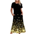thumbnail image 1 of Dvkptbk Robes d'Été pour Femmes 2024 à Manches Courtes, Robes Midi Évasées, Robe T-Shirt Décontractée à Motif Floral, Robe de Plage Fluide avec Poches P-2TG, 1 of 3