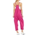 thumbnail image 3 of TrendOFT Jumpsuits For Women Casual Summer Solid Loose Pocket Spaghetti Strap Wide Leg Womens Overalls Rompers Hot Pink S, 3 of 5