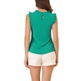 thumbnail image 4 of INSPIRE CHIC Women's Sleeveless Work Blouses Ruffled Pleated Chic Tops Viridian Green M, 4 of 8