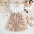 thumbnail image 2 of aDJFDGT Robes Blanches pour Remise des Diplômes Manches Longues Robe Sans Manches Unie pour Tout-Petites Filles Robes de Fête de Danse Vêtements, 2 of 4