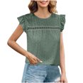thumbnail image 3 of Timegard Tops for Women Ruffle Cap Sleeve Crewneck Loose Tee Shirts Dressy Casual Solid Color Tops, 3 of 8
