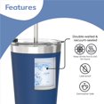 thumbnail image 3 of BOZ Gobelet en Acier Inoxydable avec Paille (22oz) Sans BPA, Isolation à Double Paroi sous Vide (Bleu), 3 of 4