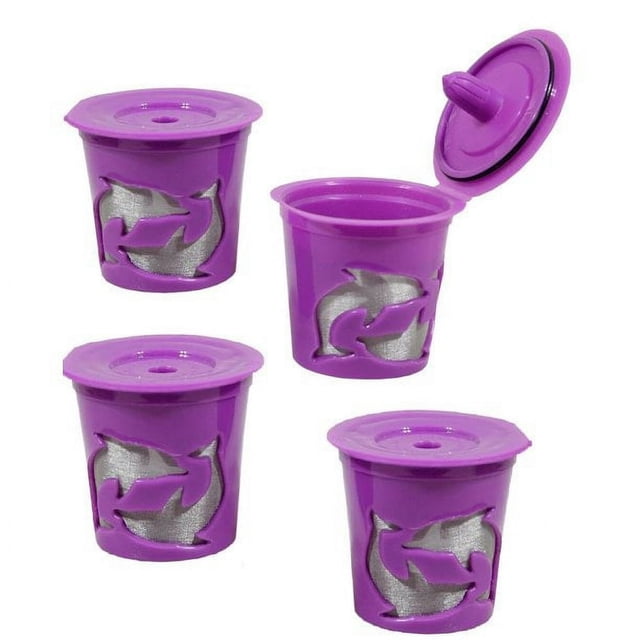 Chok K-Cup Compatible Dosettes de Filtre à Café Réutilisables Rechargeables Lot de 4 Dosettes Dauphin