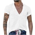 thumbnail image 2 of Shirts for Men, Mens Solid Color Fallow Button Round Neck Sports Short Sleeve Shirt, 2 of 6