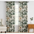 thumbnail image 1 of Vargottam 84 Inch Rod Pocket/Back Tab Cotton Curtains for Windows and Doors- Light Filtering Cotton- Light Filtering Drapes For Doors- Set of 2 Panels, 52"x84"- Peony Botanical Print (Orange), 1 of 8