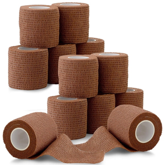 MEDca Self-Adherent Cohesive Tape, 2" x 5 Yards, 12-Pack, Tan