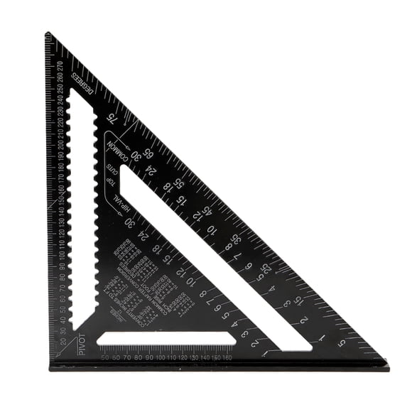 Yeacher Aluminum Alloy Triangle Rulers 90 degrees 45 degrees Set Square 12in Black Metric Square Ruler