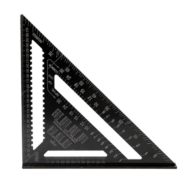 Yeacher Aluminum Alloy Triangle Rulers 90 degrees 45 degrees Set Square 12in Black Metric Square Ruler