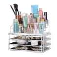 thumbnail image 2 of Detachable Acrylic Cosmetic Makeup Organizer Box, 3 Drawers Cube Jewelry Container Storage Case, 2 of 7