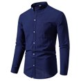 thumbnail image 1 of 2025 New Men's Solid Color Cotton Linen Long Sleeve Shirt, 1 of 5