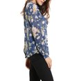thumbnail image 4 of INSPIRE CHIC Women's Ruffle Collar Long Sleeve Button Down Floral Shirt, 4 of 6