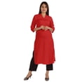 thumbnail image 1 of Moomaya Blouses Unies à Plis Nervurés pour Femmes Kurti Ethnique Indien Décontracté Kurta en Coton, 1 of 7