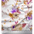 thumbnail image 1 of Soimoi Tissu Poly Georgette Violet Feuilles & Floral Imprimé 1 Yard 42 Pouces de Large, 1 of 3