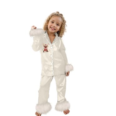 WEAIXIMIUNG Children Fashion Cute Print Casual Comfort Pajamas Set Long Sleeve Shirt Trousers Two Sets 14 Years