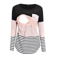 thumbnail image 1 of Heliisoer Blouse de Maternité à Col Rond à Rayures Patchwork Longue pour Femme Enceinte et Allaitement, 1 of 4