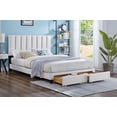 thumbnail image 2 of Jesse Upholstered Storage Platform Bed with Drawers & Adjustable Tufted Headboard, No Box Spring Required, White, Queen, 2 of 2