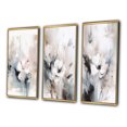 thumbnail image 3 of Designart "Grey Flowers Delicate V" Floral Framed Wall Art Set Of 3 - White Floral Frame Canvas Set For Living Room Decor, 3 of 6