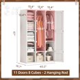 thumbnail image 3 of ANTBOX Garde-Robe Portative Pliable avec Portes Magnétiques, 11 Compartiments et 2 Cintres, Blanc, 3 of 8