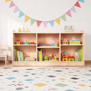 Plateau de rangement en bois Montessori, 5-Compartment Jouet & Organisateur de livres avec séparateurs réglables – Bibliothèque pour enfants à finition naturelle pour salles de jeux, crèches & Salles de classe