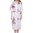 thumbnail image 1 of Penkiiy Peignoirs en Soie Simulée pour Femmes Peignoirs pour Femmes Kimono Paon Longue Robe de Chambre Robe Japonaise Robe L Blanc, 1 of 4