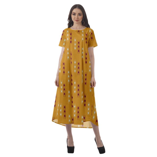 Moomaya Robes d'Été Imprimées pour Femmes à Manches Courtes en Coton Flex Robe de Soirée