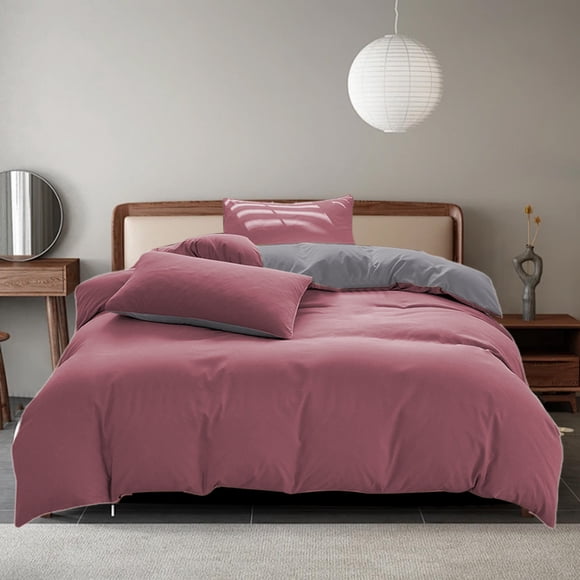 Amzcrzy Washed Cotton Sheets All-Season Bedding Set - 4-Piece Washable Solid Color Bed Sheet Duvet Cover and Pillowcases Bedspread & Coverlet Sets Bedding Bedding Comforter Sets Bedding Set