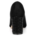 thumbnail image 2 of BLISSFUL STEP Chaussures pour Femmes Bout Pointu à Enfiler Escarpins à Talon Bloc en Faux Suède Noir 7, 2 of 8