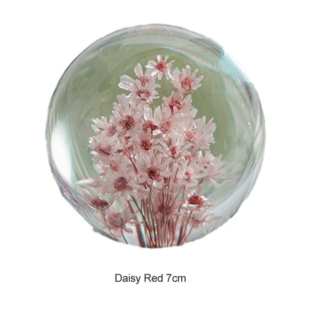 VONKY Resin Crystal Ball Enhancing Energy In Space Easily Portable Flower Crystal Ball Daisy red 7cm 1Set