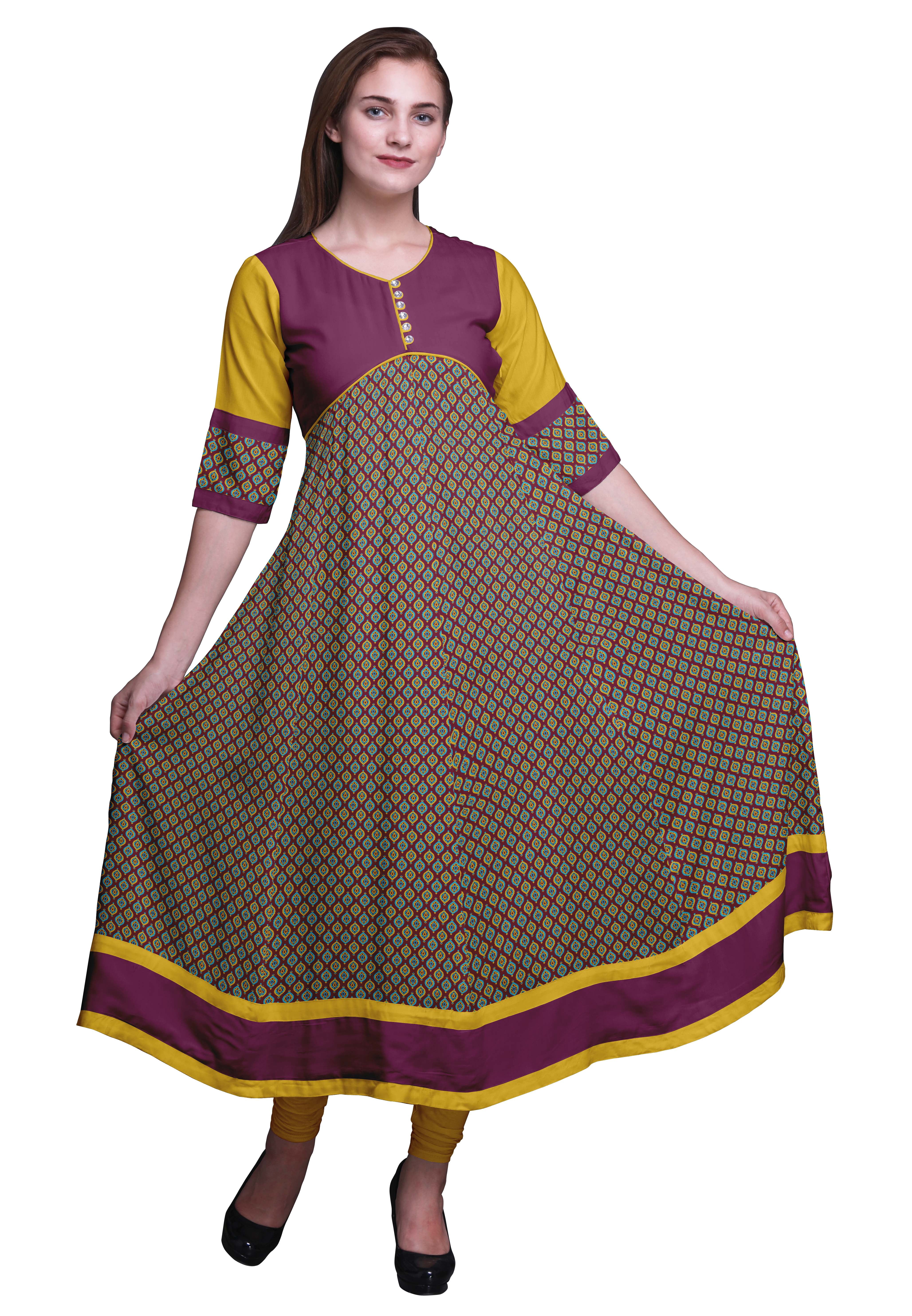 Bimba Longues Robes Anarkali Décontractées Kurti Ethniques Kurtis Indiennes pour Femmes