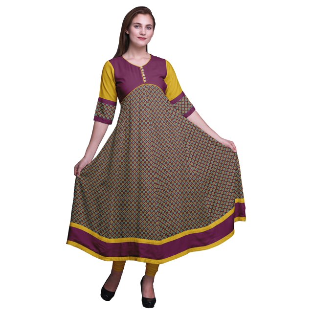 Bimba Kurtis Indiennes Classiques Imprimées Tunique Longue Robe Anarkali pour Femmes