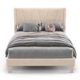 thumbnail image 2 of Costway Full Size Upholstered Bed Frame with Elastic Pockets Mattress Foundation Beige, 2 of 10