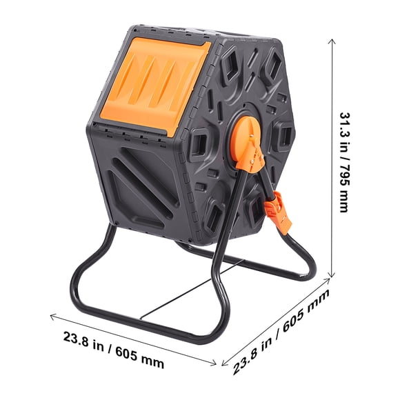 KFFKFF Contenant de Compostage, Gobelet à Compost Rotatif de 18,5 Gal, Simple Chambre Compacte avec Porte Coulissante et Structure en Métal, Petit Bac à Compost Sans BPA pour Jardin, Cuisine, Cour, Extérieur