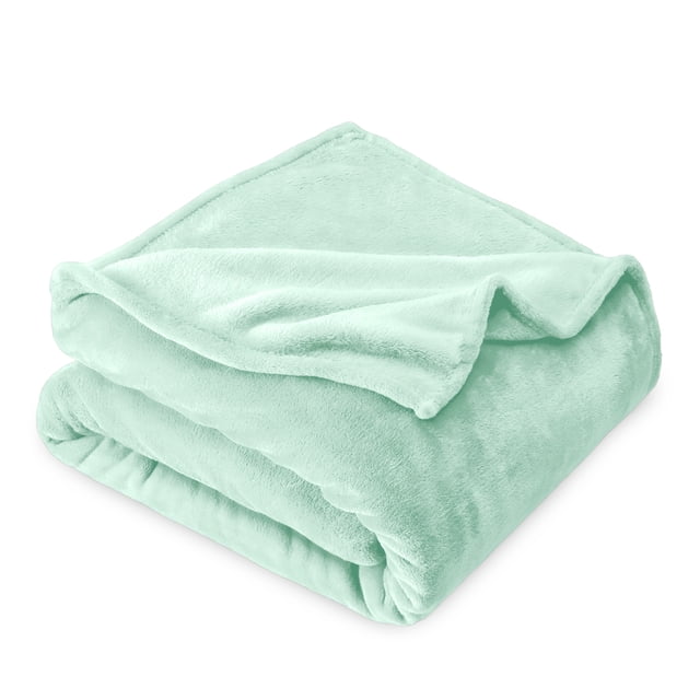 Bare Home Microplush Fleece Blanket - 300 GSM - Fuzzy Microfleece - Soft & Plush - Throw/Travel, Spring Mint