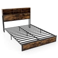 thumbnail image 1 of Costway Queen Bed Frame with Charging Station Storage Headboard Under-bed Storage Space, 1 of 10