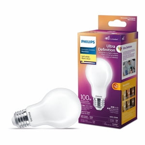 PHILIPS 13.5W 100W A19 Medium Base Ultra Definition Soft White Dimmable LED Light Bulb - Frosted Glass