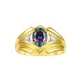 thumbnail image 1 of RYLOS Men's Rings Yellow Gold Plated Silver Rings Classic Designer Style 9X7MM Gemstone &  Diamond Ring Alexandrite June Birthstone Rings For Men Size 10, 1 of 7