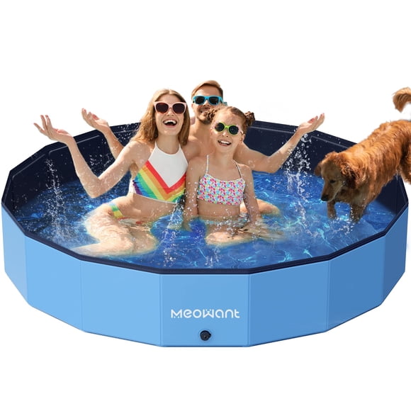 Meowant Piscines Pliables pour Grands Chiens, Piscine pour Enfants en Plastique Rigide Piscine pour Chien, Piscine de Bain Pliable pour Animal de Compagnie, Ki Portable