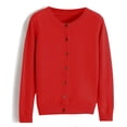 thumbnail image 5 of Yuyuzo Womens Cardigan Sweater Tops Crew Neck Long Sleeve Shirts Solid Color Button down Knitted Clothes, 5 of 5